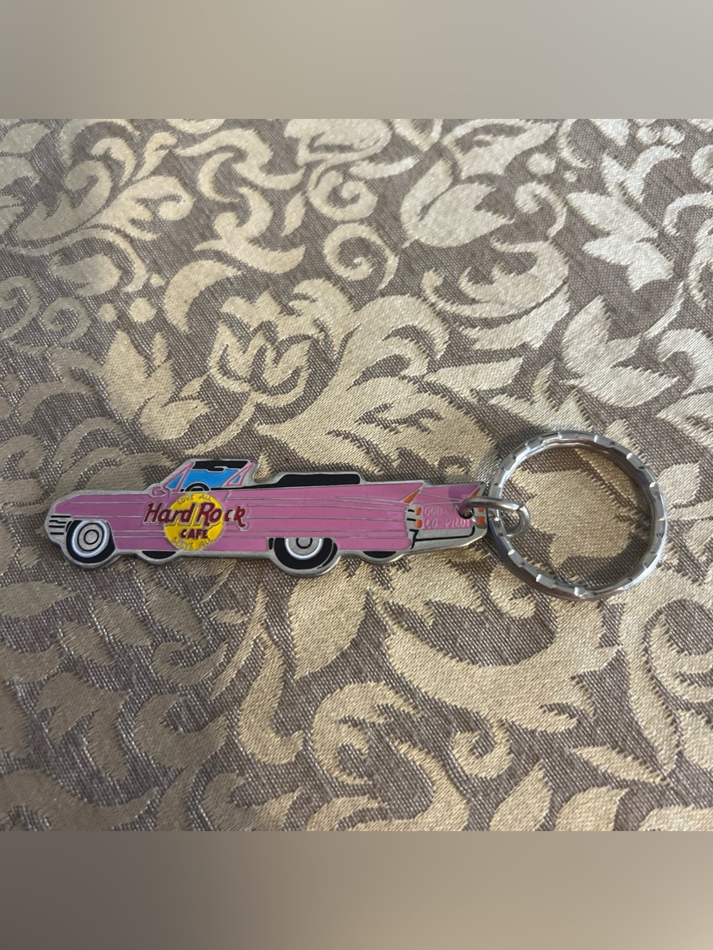 Hard Rock Cafe Pink Car Keychain Travel Vacation